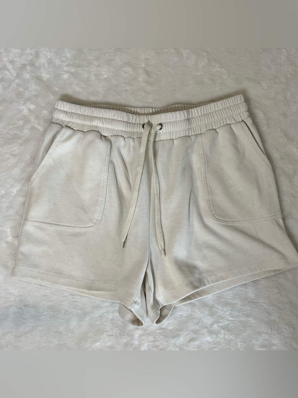 Rae Dunn Cream Sweat Shorts Size Medium